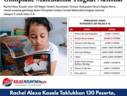 Rachel Alexa Kasale Taklukkan 130 Peserta, Raih Juara II Utama Olimpiade Matematika Nasional