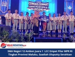 SMA Negeri 12 Ambon Juara 1 LCC Empat Pilar MPR RI Tingkat Provinsi Maluku, Saadiah Uluputty Serahkan Piala dan Bonus Rp10 Juta