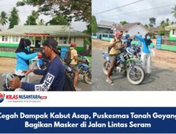 Cegah Dampak Kabut Asap, Puskesmas Tanah Goyang Bagikan Masker di Jalan Lintas Seram